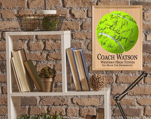 Tennis Coach Gift Plaque - PERSONALIZED & SIGNABLE For Team Coaches