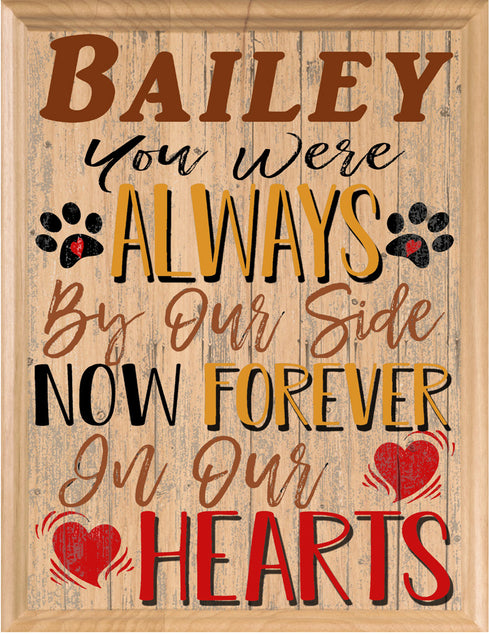 Dog Memorial Plaque Sympathy Gift Pet Remembrance - Now Forever In Our Hearts