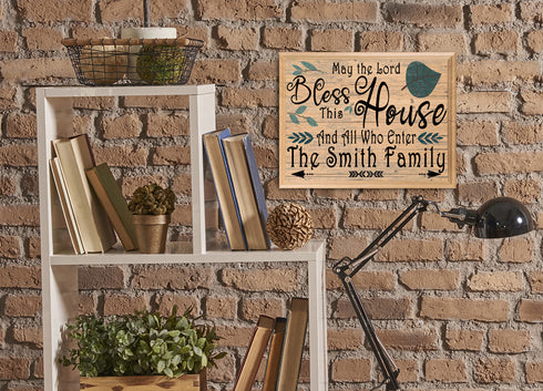 Bless This House And All Who Enter Sign Personalized Family Name Wedding Gift