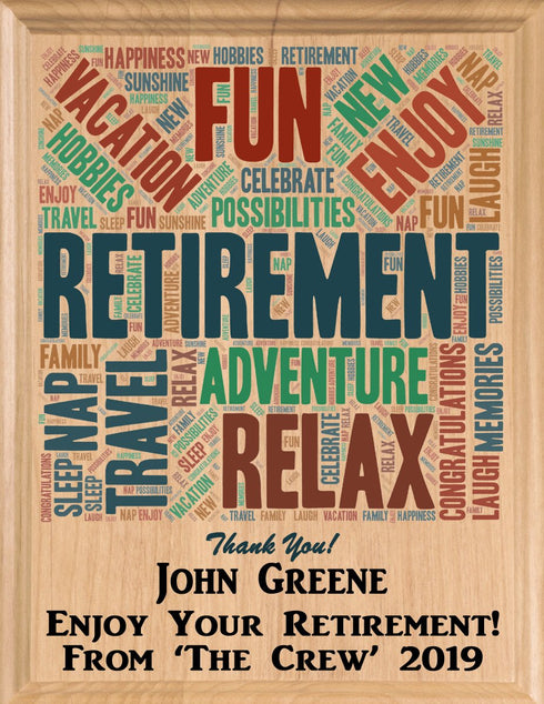 Retirement Gift Plaque - Personalized