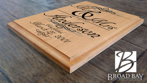 Mr & Mrs Wedding Gift Sign Personalized Name and Established Date