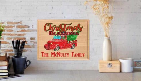 Christmas Red Truck Decoration PERSONALIZED Family Name