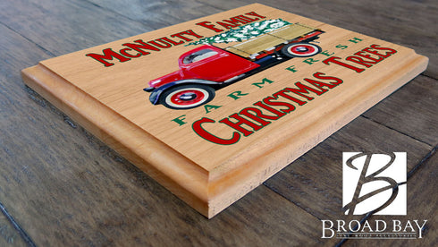 PERSONALIZED Christmas Family Sign Vintage Red Truck Christmas Tree Farm SHIPPING