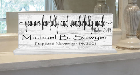 Baptism Gift Personalized Christening Present You Are Fearfully And Wonderfully Made With Name and Baptism Date