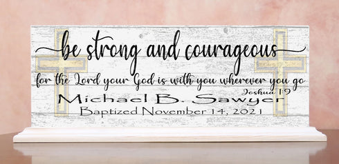 Baptism Gift Personalized Be Strong and Courageous With Name and Baptism Date