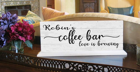Personalized Love Is Brewing Coffee Bar Sign Coffee Bar Sign