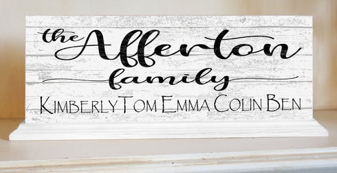 Family Name Sign With Parent's & Children's Names Personalized