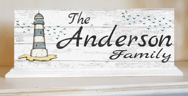 Lighthouse Family Name Sign for Mantel Or Shelf