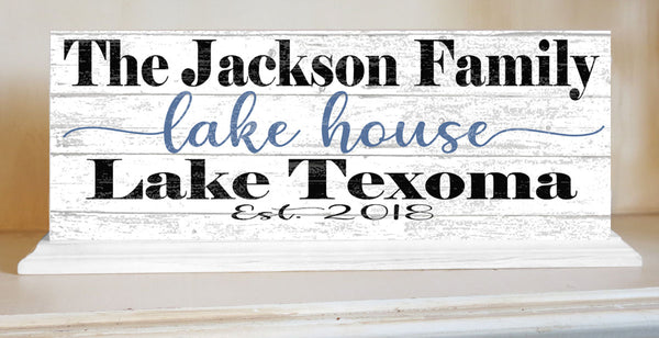 Custom Lake House Sign with Established Date and Name - SOLID WOOD 16.5in x 6in