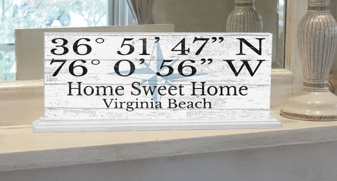 GPS Coordinates Sign Custom Latitude Longitude Location Personalized Wooden Home Decor Gift For Mantel or Shelf - SOLID WOOD 16.5in x 6in