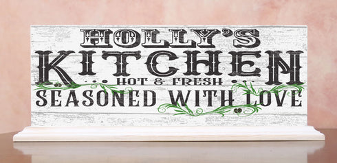 SEasoned With Love Kitchen Sign Personalized - Solid Wood 16.5in x 6in