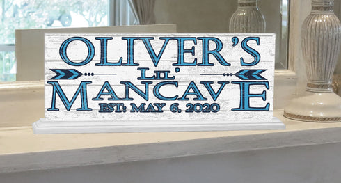 Little Man Cave Sign PERSONALIZED With Name Shelf or Boys Bedroom