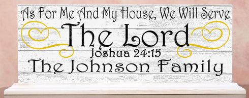 As For Me And My House We Will Serve The Lord Sign Personalized With Family Name