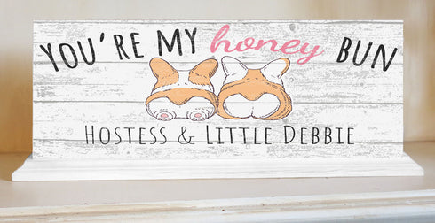 Honeybun Sign Personalized Anniversary Gift With Corgi Dogs