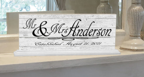 Customized Wedding Gift Sign Mr. & Mrs. With Name and Established Date