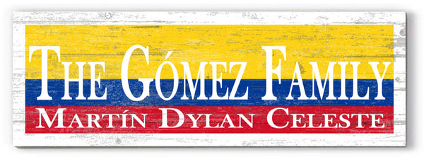 Solid Wood Colombia Flag Family Name Sign Colombian Wedding Gift Idea