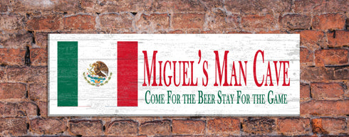 Solid Wood Mexican Flag Sign Personalized Wooden Family Name Sign