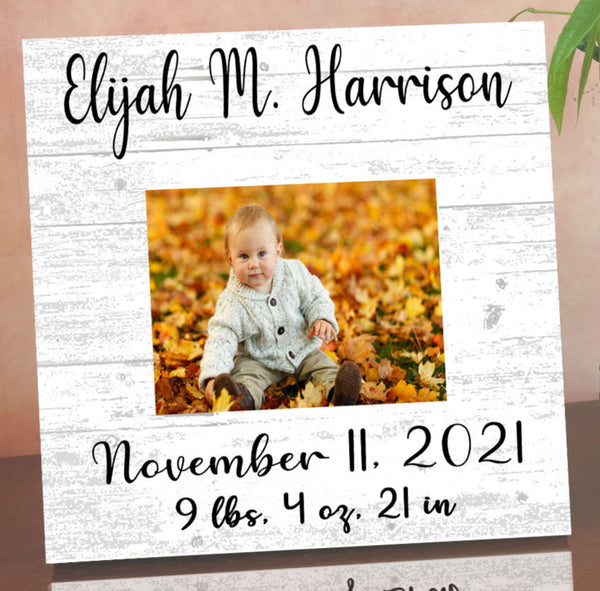 Baby Printed Picture Frame Gift - Personalized New Birth Present - Upload Picture or Photo - with Customized Birth Details
