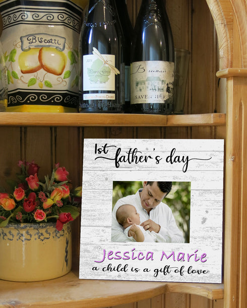 First Father's Day Photo Frame Printed Picture Upload - Personalized - with Customized Name
