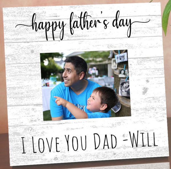 Father's Day Gift Picture Frame Printed Photo on Solid Wood