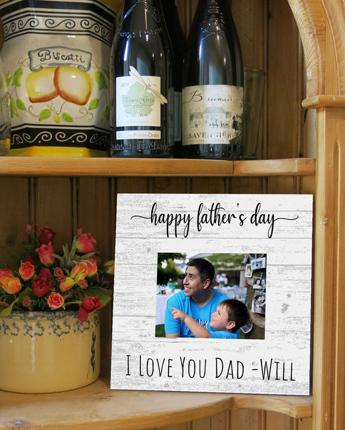 Father's Day Gift Picture Frame Printed Photo on Solid Wood