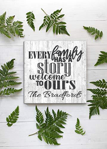Personalized Family Name Sign Every Family Has a Story Rustic Farmhouse Quote Signs