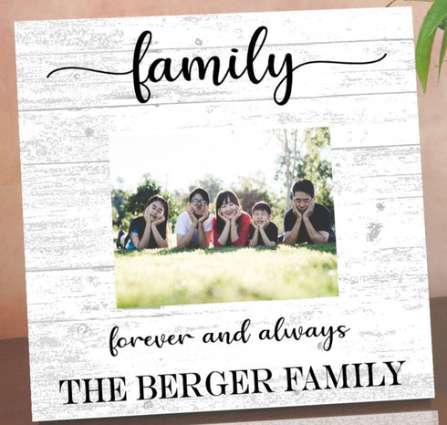 Custom Family Photo Frame with PRINTED PICTURE on Solid Wood