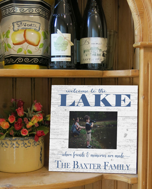 Lake House Photo Frame With PRINTED PICTURE on WOOD Personalized