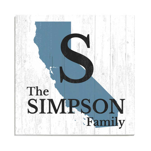 Personalized Family Name Sign Home State Custom - Select Your State - 10.5in x 10.5in
