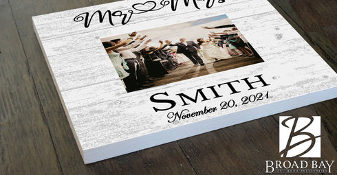 Custom Mr & Mrs Wedding Gift With Printed Photo - Upload Picture