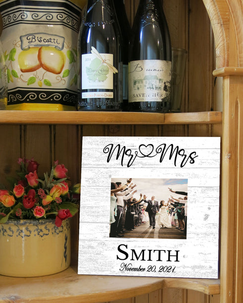 Custom Mr & Mrs Wedding Gift With Printed Photo - Upload Picture