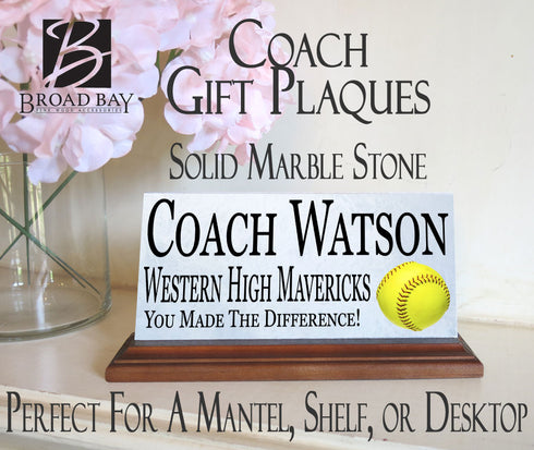 Softball Coach Gift Plaque Custom Team End of Season Gift For Great Coaches
