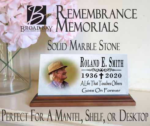 Loved One Memorial Plaque For Shelf or Desktop With Photo Printed Picture Marble 8" x 4"