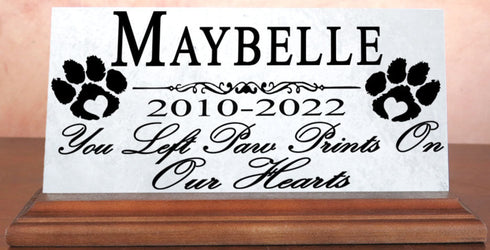 Pet Dog Memorial Stone Plaque for Shelf Or Mantel Personalized Name & Date