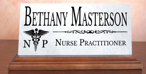 Nurse Practitioner Nameplate Gift - Solid Marble - Custom Name Plate for Nurses