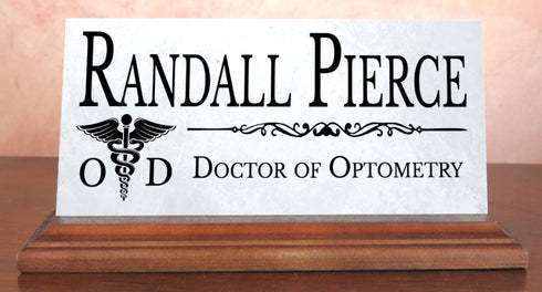 Optometrist Nameplate Gift - Solid Marble - Doctor Of Optometry Custom Name Plate