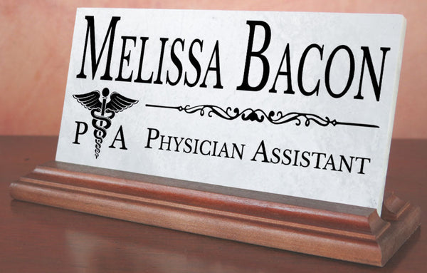 Physicians Assistant Nameplate PA Gift - Solid Marble - Custom Name Plate for PAs