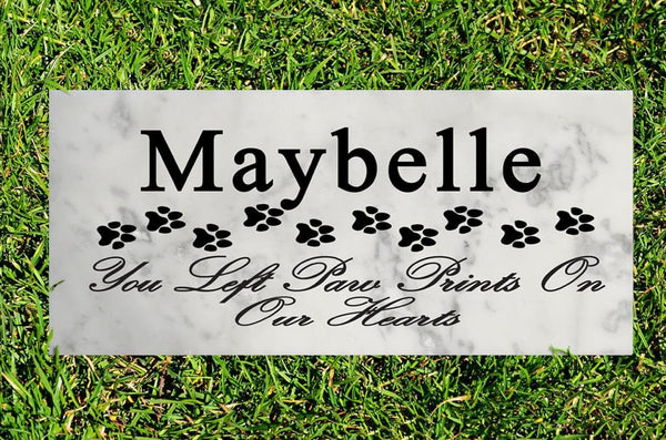 Cat Memorial Stone Personalized Grave Marker You Left Paw Prints On Our Hearts