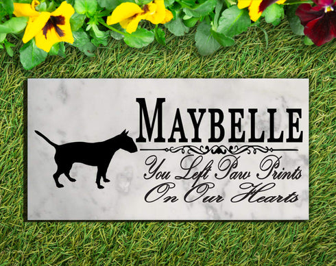Bull Terrier Memorial Stone PERSONALIZED Dog Garden Rock You Left Paw Prints On Our Hearts
