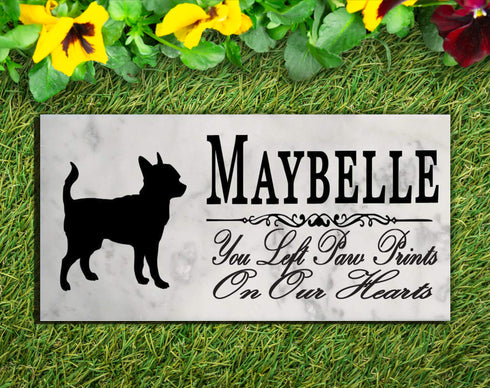 Chihuahua Memorial Stone Personalized Garden Rock Grave Marker You Left Paw Prints On Our Hearts