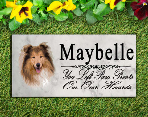 Collie Memorial Stone Grave Marker or Garden Plaque