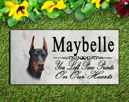 Doberman Memorial Stone Dog Grave Marker Dobie Garden Plaque
