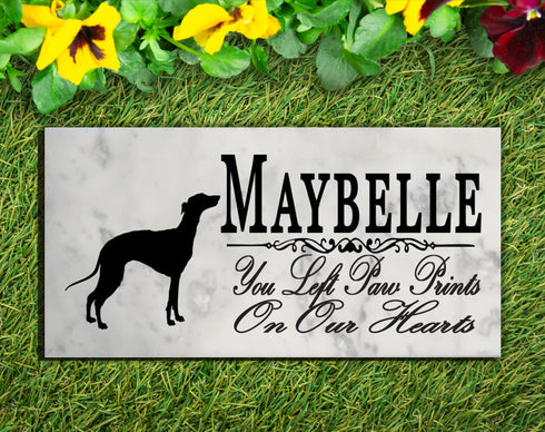 Greyhound Memorial Stone Personalized Dog Garden Rock Grave Marker Outdoor or Indoor