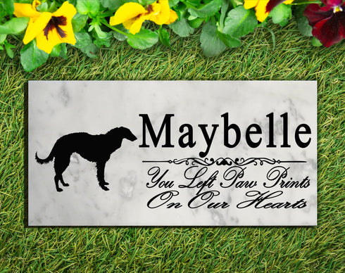 Russian Wolfhound Memorial Stone Personalized Garden Plaque Grave Marker
