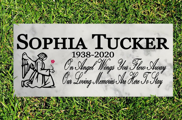 Custom Loved One Memorial Plaque Stone Solid Marble 12in x 6in