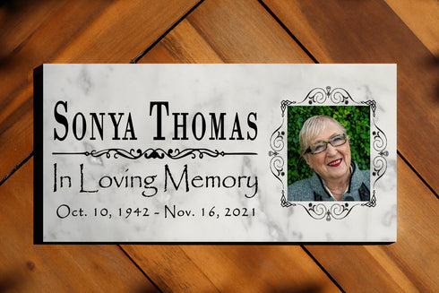 In Loving Memory Memorial Stone With Picture of Loved One Loss Gift Custom Photo Memory Plaque 12" x 6"