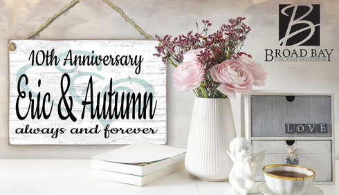 Personalized Anniversary Sign By Year Custom Gift For Wedding Anniversary for Husband Wife or Couples
