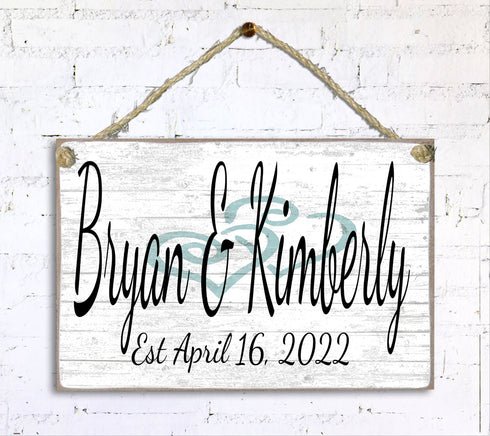 Wedding Sign Gift With Names and Established Date