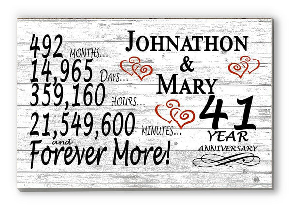 41 Year Anniversary Gift Personalized 41st Wedding Anniversary Present