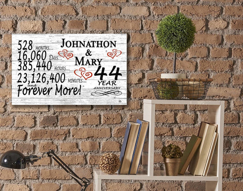 44 Year Anniversary Gift Personalized 44th Wedding Anniversary Present For Him Her or Couple